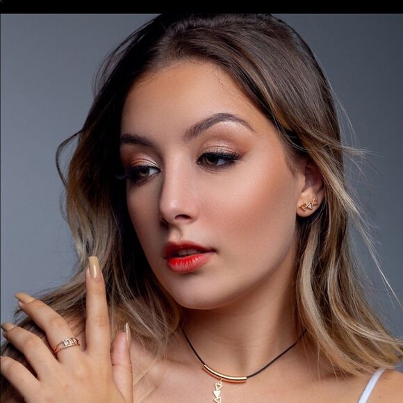 EAR CUFF SIGNS ZIRCONIA + ROSE GOLD PLATED EARRING - Picture 2 of 7